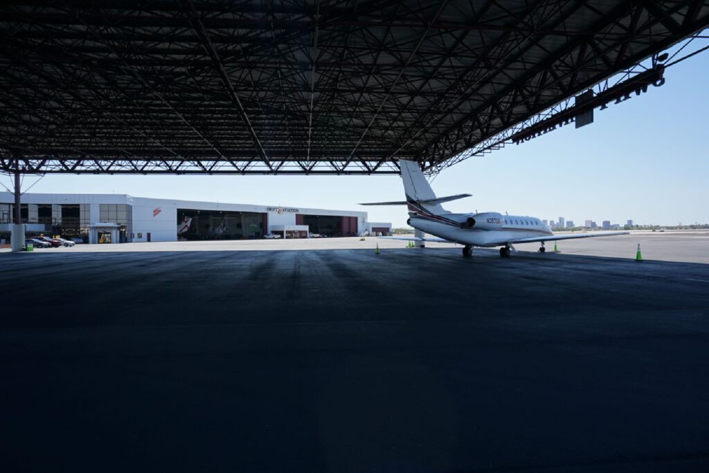 hangar and plane
