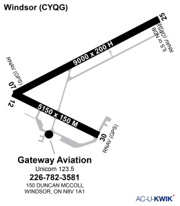 Gateway Aviation Windsor airport map