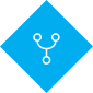 Three connected points on blue background