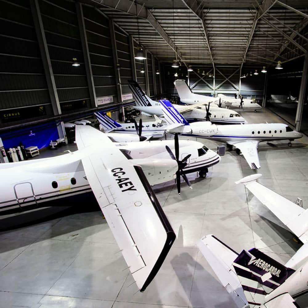 Planes inside the hangar