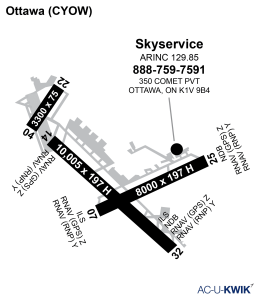 Skyservice FBO - Ottawa airport map