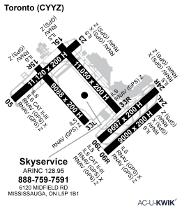 Skyservice FBO - Toronto airport map