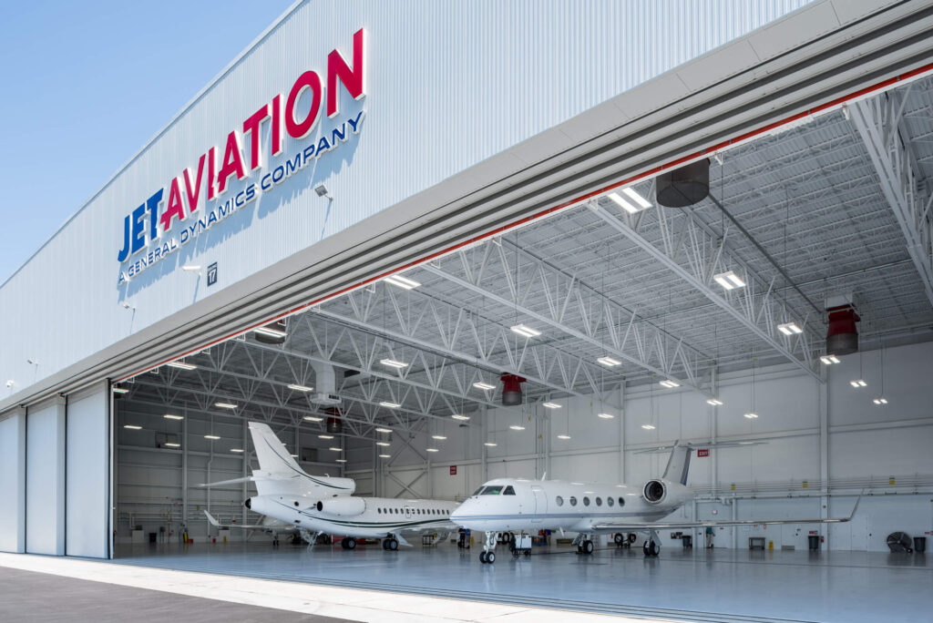 Hangar with aeroplanes