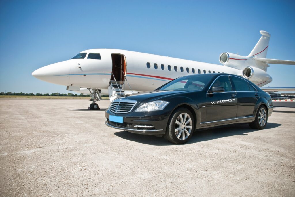 Plane and car on the airport