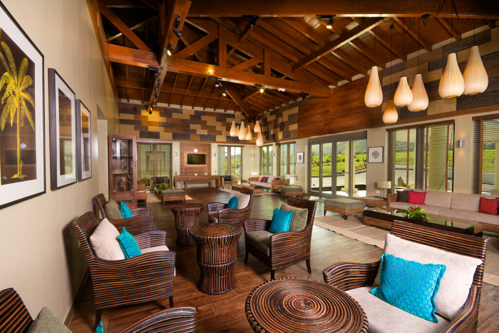 Waiting room with wooden chairs