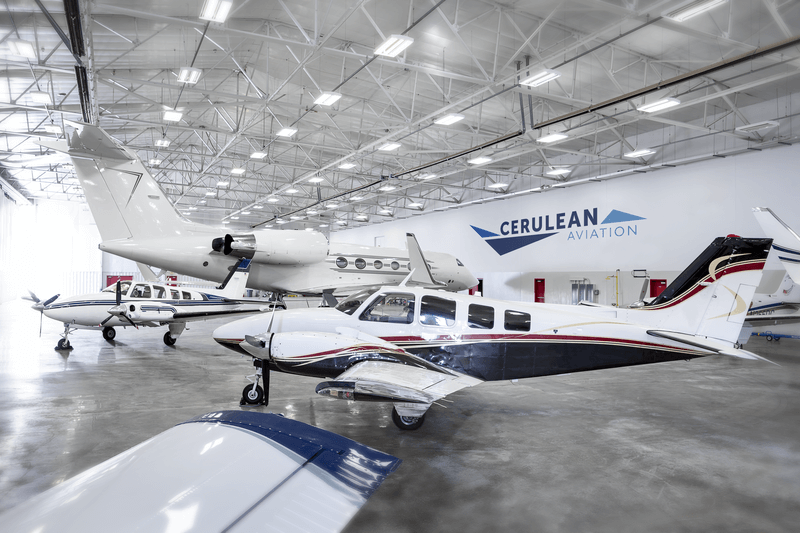 Cerulean aviation hangar