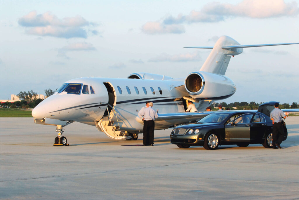 Plane and car on the airport