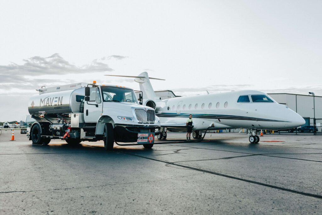 Refueling machine and plane on the ramp