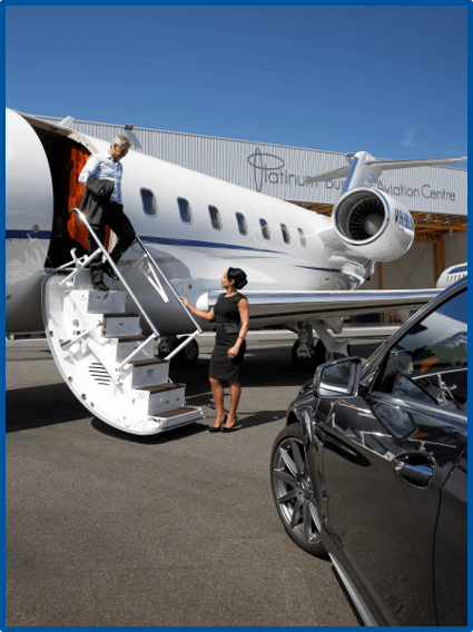 Man getting off the plane