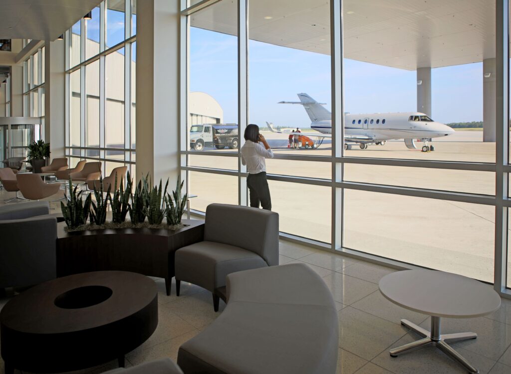 Woman looking at airport