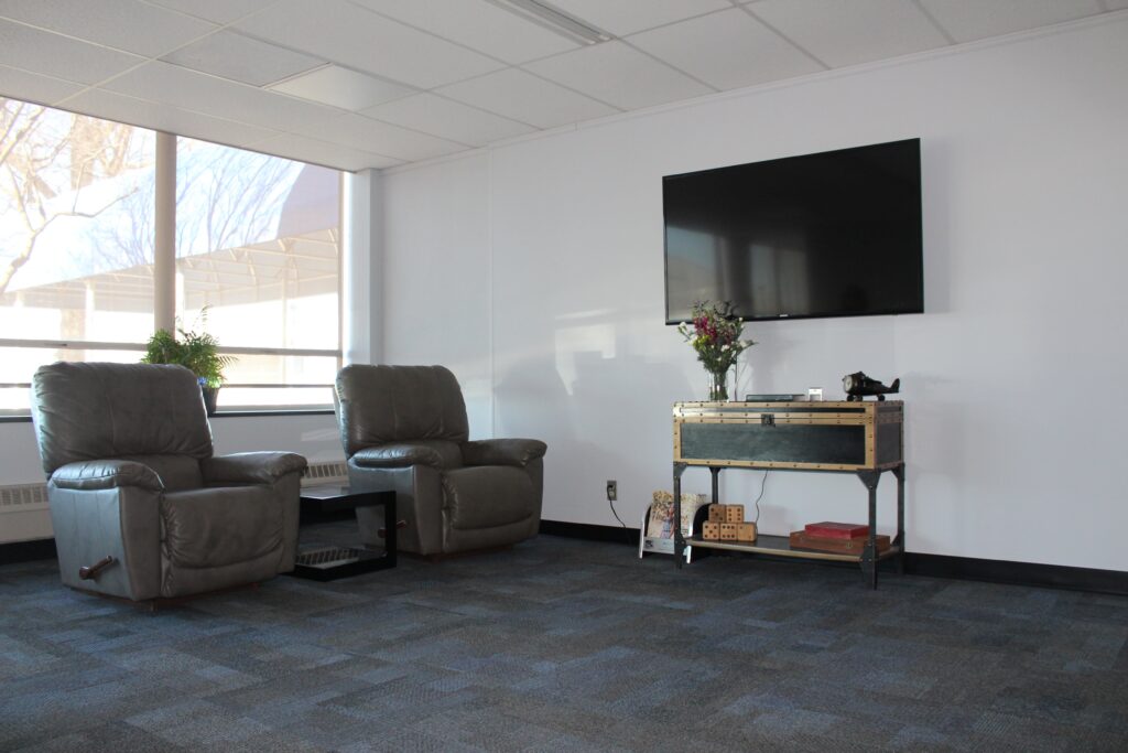 Rest place with television in lobby