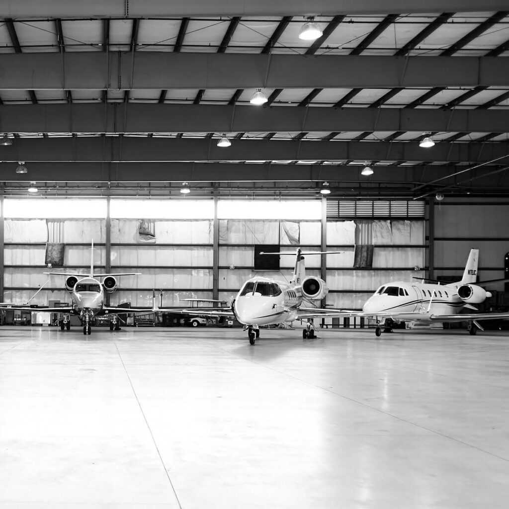 Aeroplane in hangar