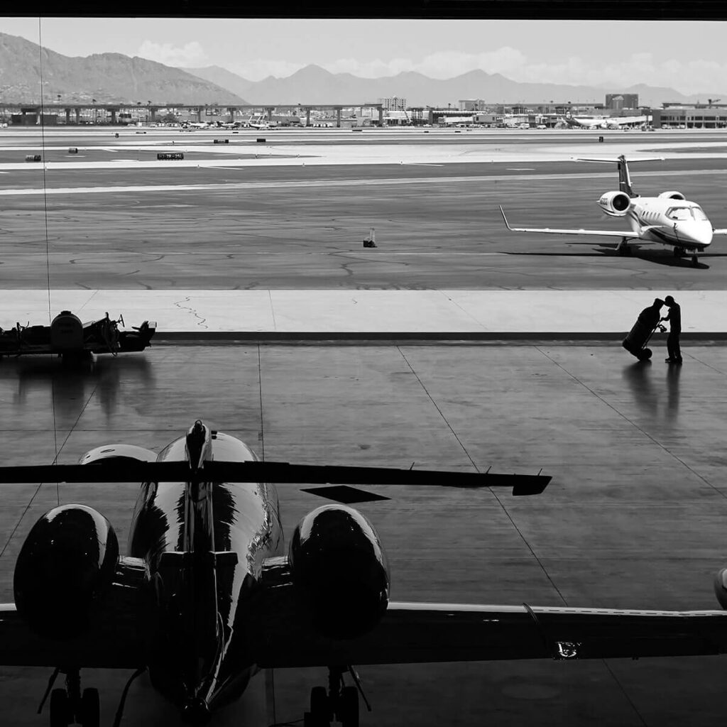 View of aeroplanes on the runway