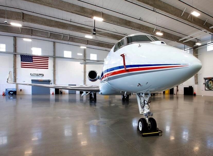 Jet in hangar