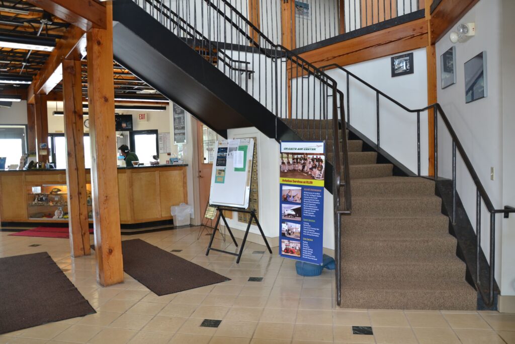 Front desk and stairs