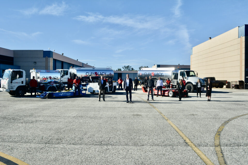 Clay Lacy crew on the airport ramp