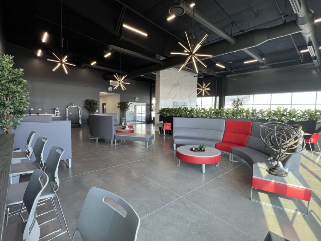 The interior of the passenger lobby at the airport