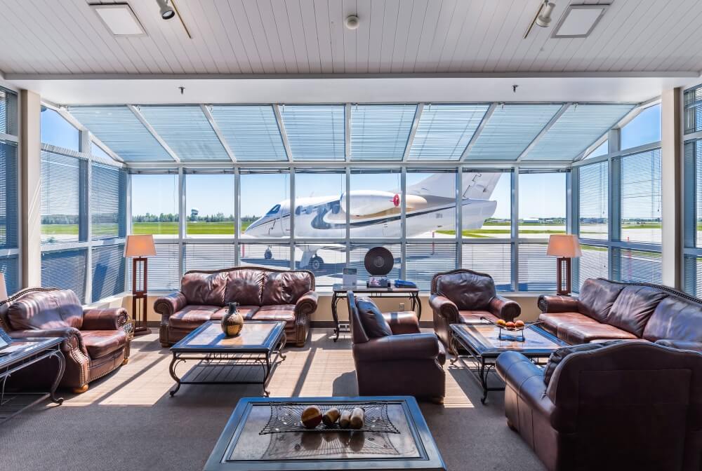 The interior of the passenger lobby at the airport