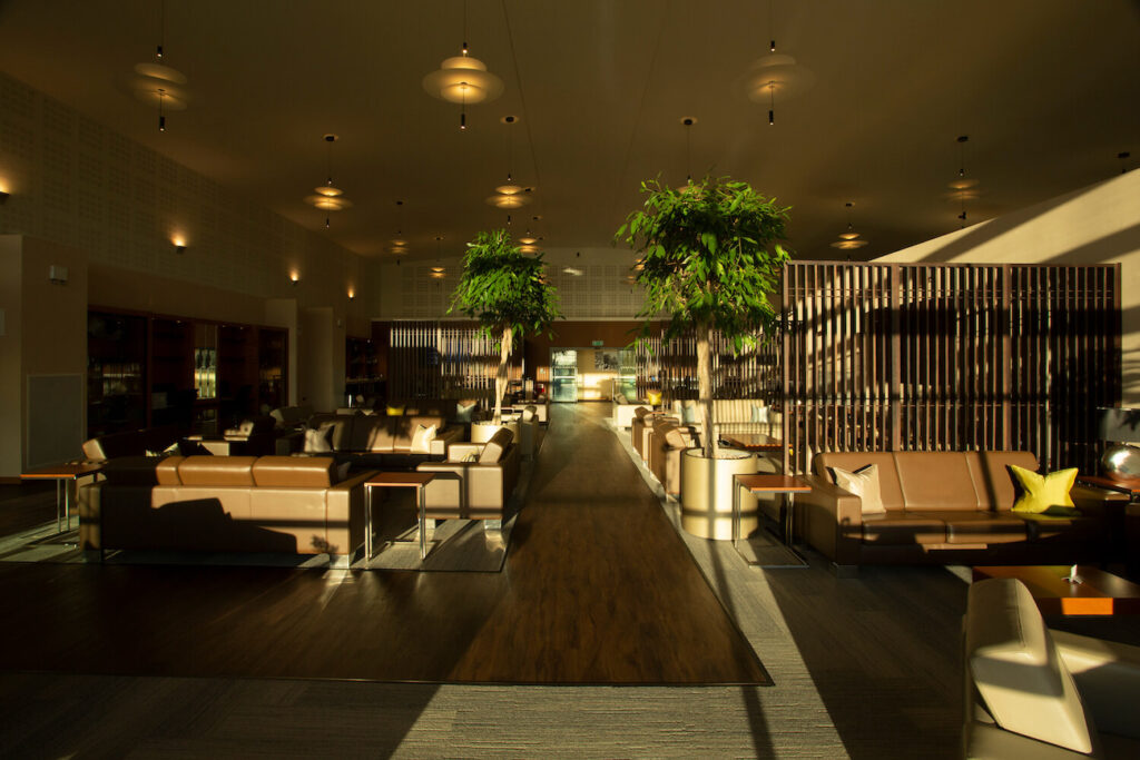 The interior of the passenger lobby at the airport