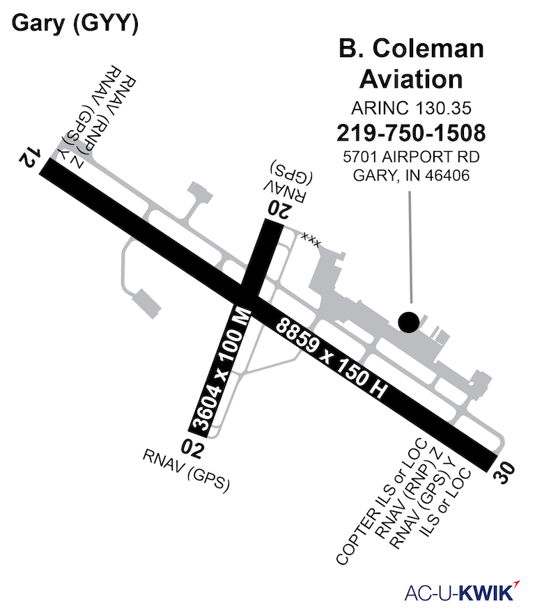 B. Coleman Aviation airport map