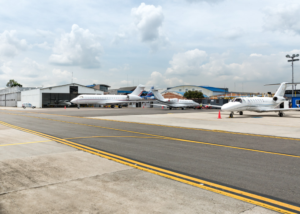 Jets shown on the runway